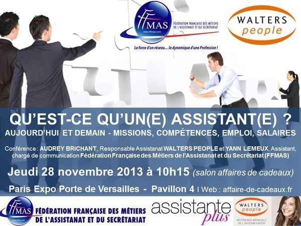 FFMAS PARIS et WALTERS PEOPLE font conférence commune : missions, emploi, compétences, salaires 28/11/13