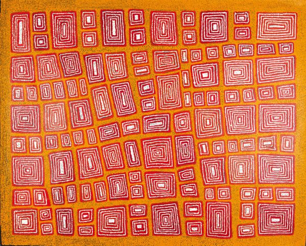 Une oeuvre de l'artiste aborigène Morris Gibson TJAPALTJARRI, Papunya