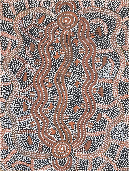 Acrylique sur contreplaqué des début de l'art aborigène contemporain