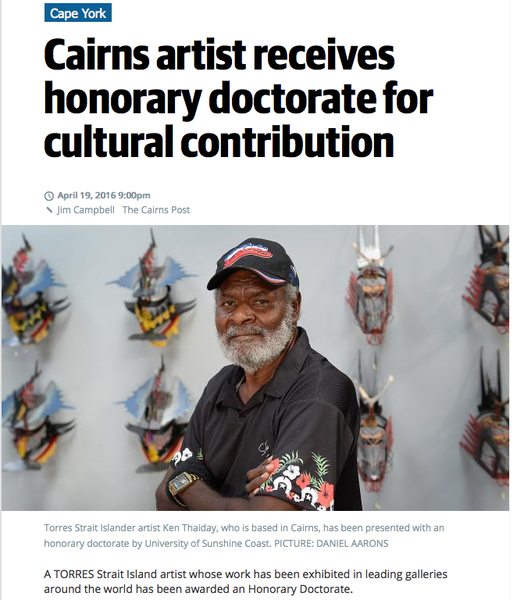 Taba Naba : Ken Thaiday Snr. reçoit le titre de docteur "honoris causa" en Australie