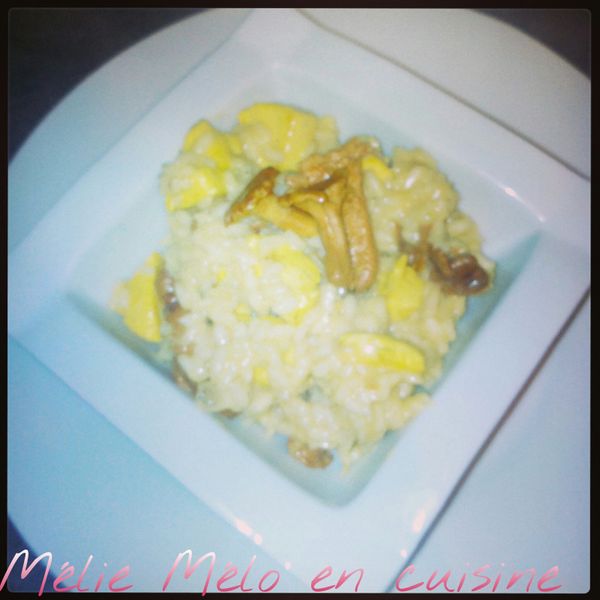 Risotto au poulet et aux girolles
