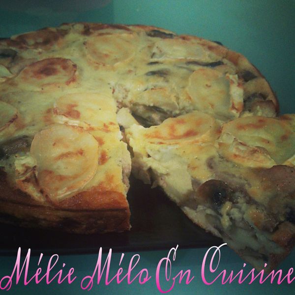 quiche sans pâte poulet chèvre champignons