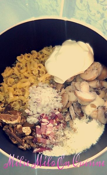 One pot pasta aux cèpes et aux lardons ( avec ou sans thermomix )