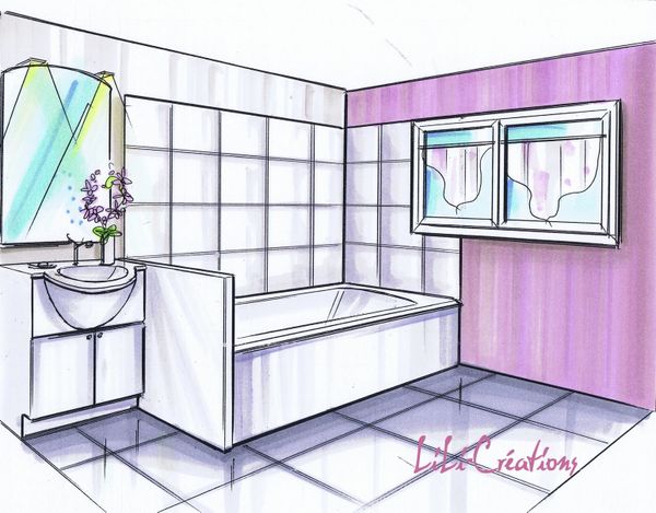 Salle debains rose pâle