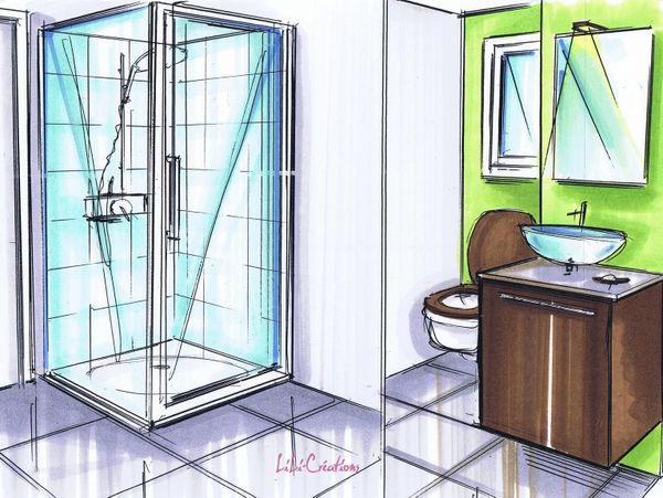 Petite salle de bains marron