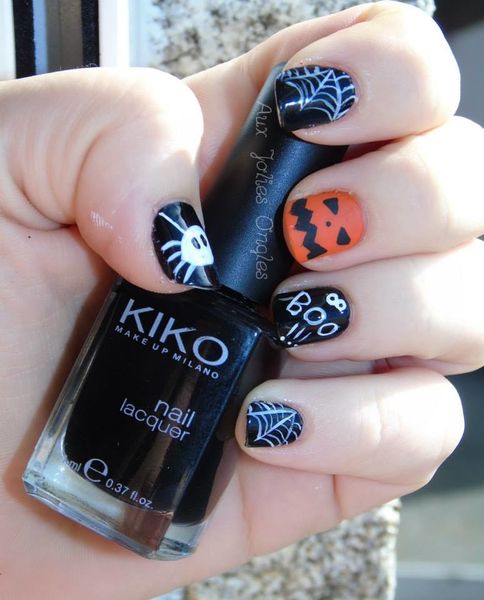 nail art sur vernis Kiko pour halloween