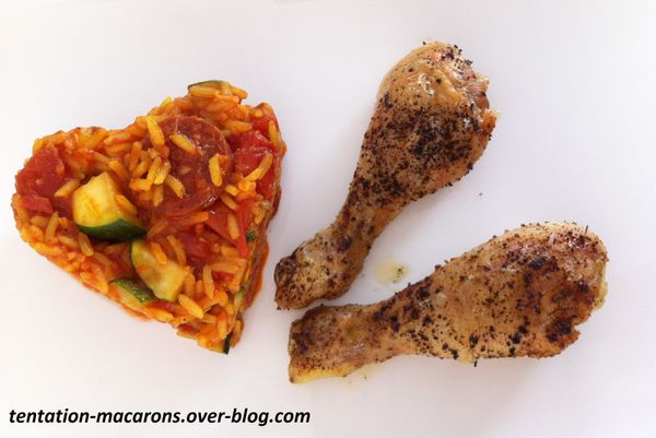 Poulet et son riz courgette-chorizo