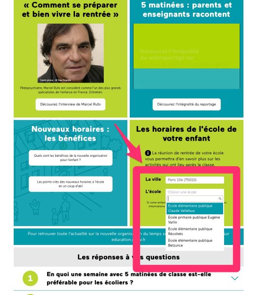 Le lien pour tout savoir sur les nouveaux rythmes scolaires