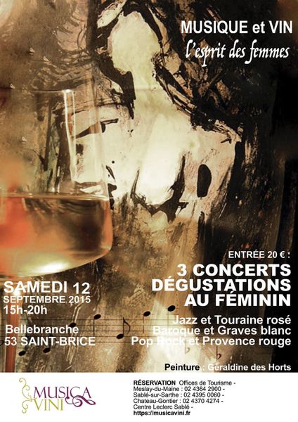 Le visuel de l'affiche 2015 est signé Géraldine des Horts, co-propriétaire du hameau de Bellebranche, membre de l'association Musica Vini et artiste peintre.