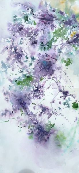 Aquarelle "Bleu Glycine" de Catherine Sourdillon