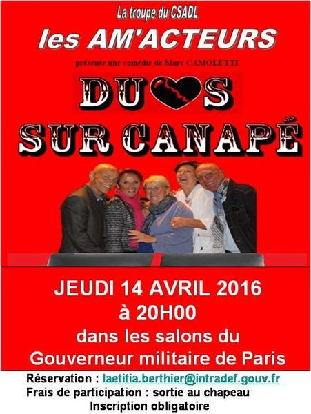 14 avril 2016 : théâtre dans les Salons du Gouverneur.