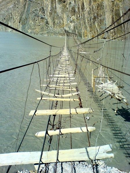 Hunza River, Danyor Pont, Pakistan, Pont effrayant