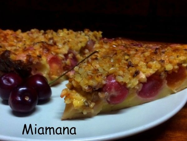 Clafoutis aux cerises, sirop d'agave et amandes