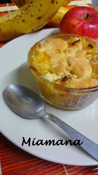 Crumble rapide banane et pomme vanillées