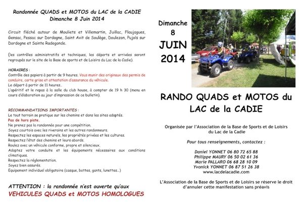 Rando moto - quad du Lac de la Cadie (24) le 8 juin 2014