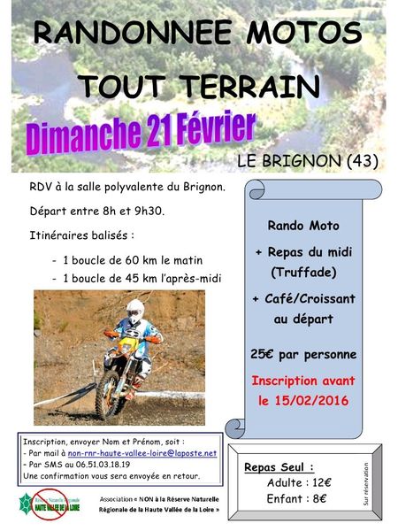 Rando moto à Le Brignon (43), le 21 février 2016