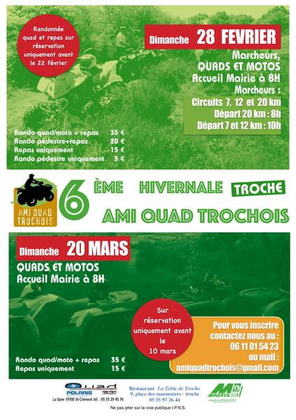 Rando quads et motos de l'Ami Quad Trochois le 28 février et 20 mars 2016