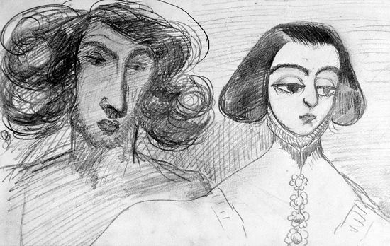 Dessin d'Alfred de Musset (1833)