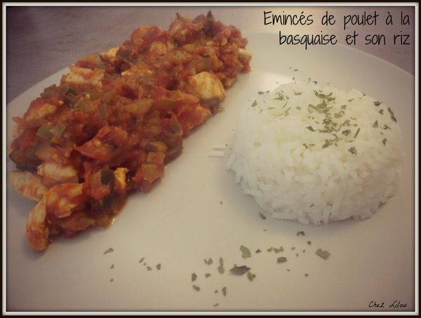 Emincés de poulet à la basquaise et son riz