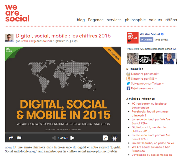 Les chiffres hallucinants du web mondial par We Are Social.
