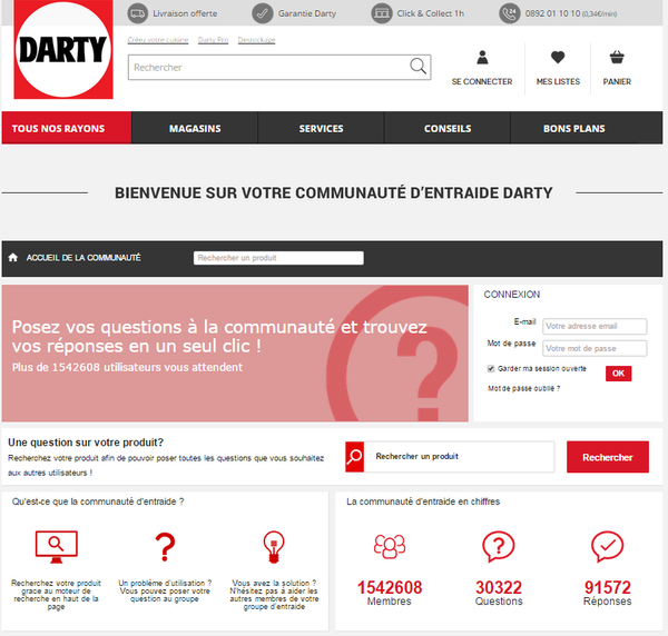 Darty ouvre une plate forme communautaire d'entraide entre ses clients.