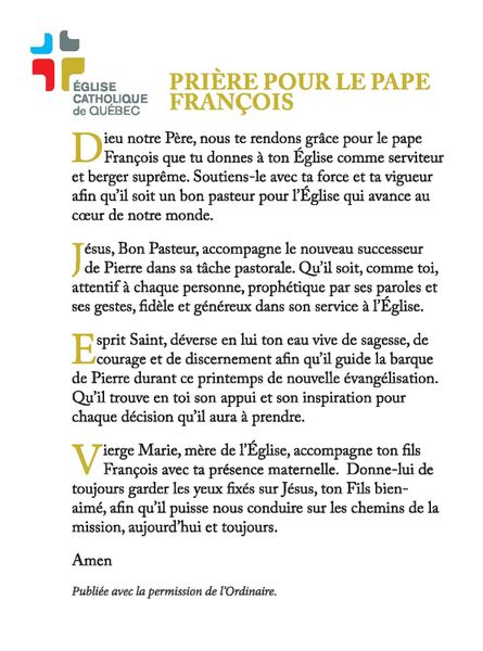 Prière pour le pape François