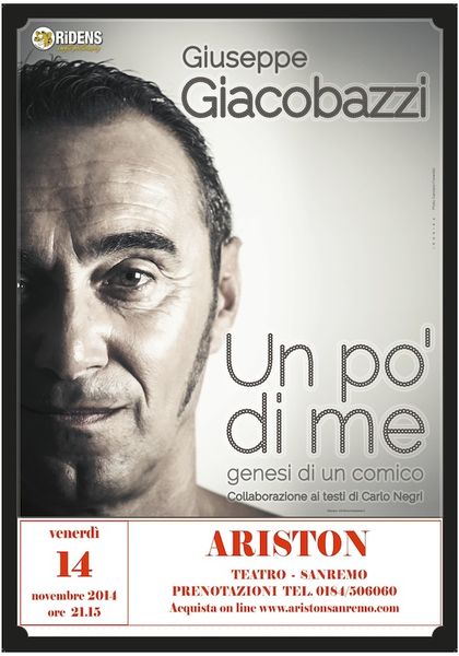 Sanremo: Teatro Ariston. Venerdì 14 novembre alle ore 21.15 torna Giuseppe Giacobazzi con il suo nuovo spettacolo “Un po’ di me, genesi di un comico”