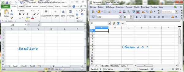 Interfaces d'Excel & de Classeur