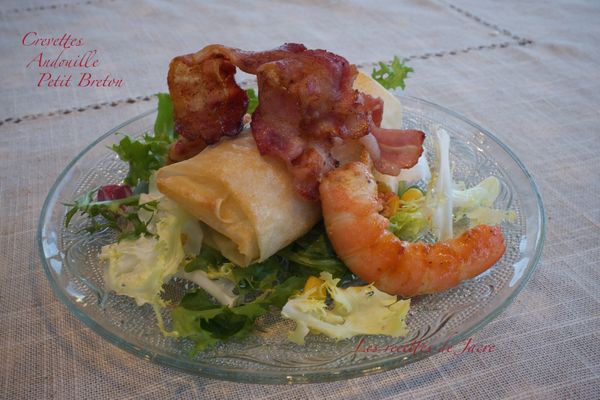 salade crevettes/andouille et petit Breton
