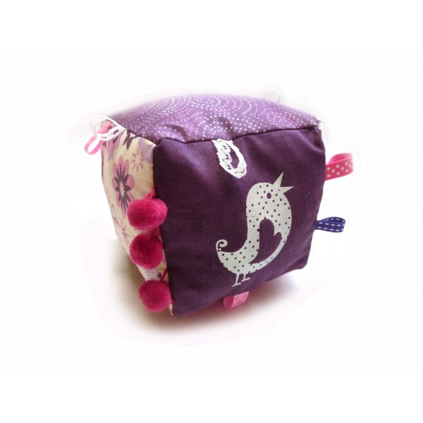 cube d'éveil violet prune oiseau Crapaud Chou