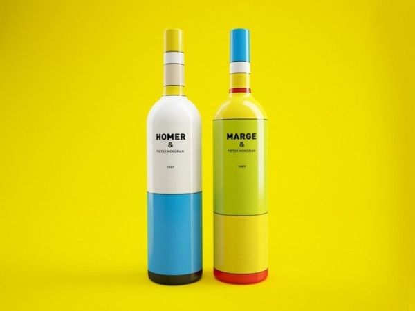 Des bouteilles de vin à l'image des Simpson