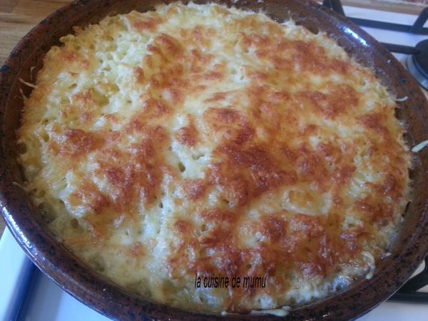 le gratin de coquillettes à la crème fraîche
