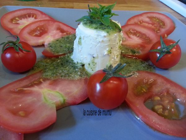 panna cotta salée au basilic sauce pesto