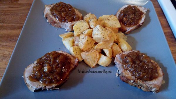le rôti de veau aux oignons confits