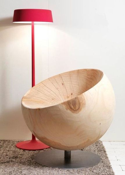 Fauteuil globe - bois brut