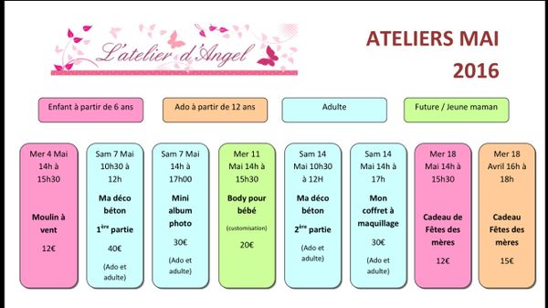 Programme ateliers Mai