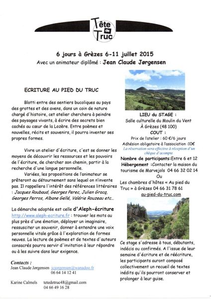 ateliers d'écriture juillet 2015