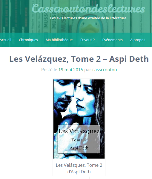 Chronique sur le tome 2 des Velázquez : Casscroutondeslectures.