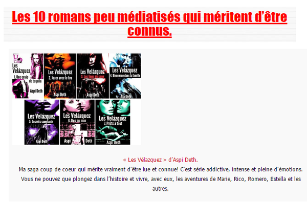 Les Velázquez dans le Top ten du petit monde de Gren !