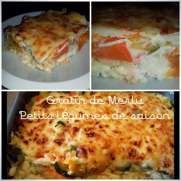 Gratin de Merlu et petits légumes de saison
