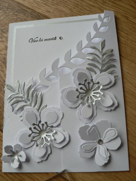 carte de mariage stampin'up blanc et argent