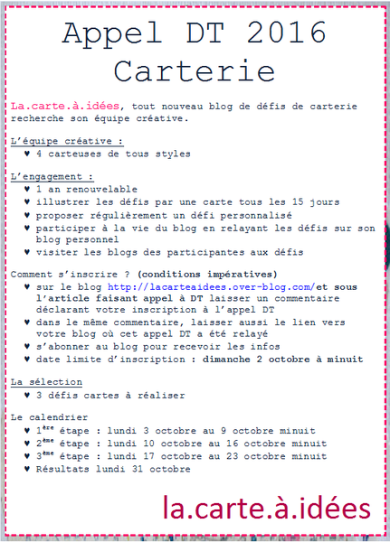 Appel à DT Carterie /La carte à idées