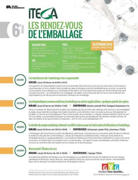 6e Rendez-vous de l'emballage - ITEGA - Montréal