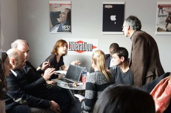 Conférence de rédaction de Charlie Hebdo à Libération le 09 janvier 2015