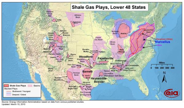 Schiefergasvorkommen in den USA