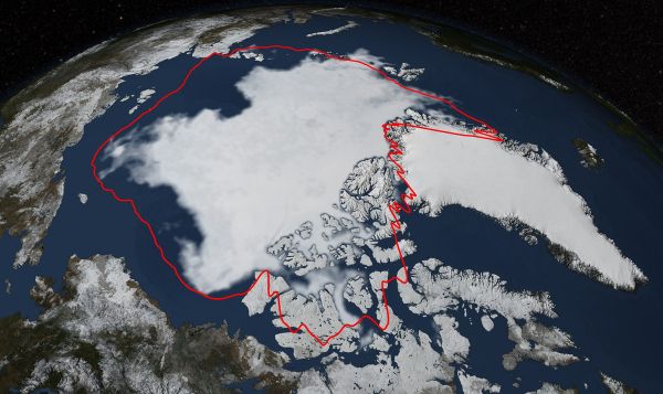 Meereisbedeckung in der Arktis September 2014 Quelle NASA