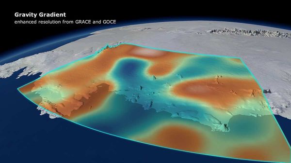 Veränderung der Gravitation über der Westantarktis Quelle ESA
