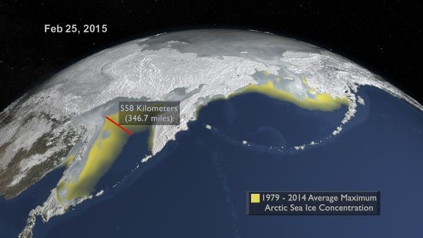 Meereisrückgang im Ochoskischen Meer und vor Alaska Quelle: NASA's Earth Science News Team