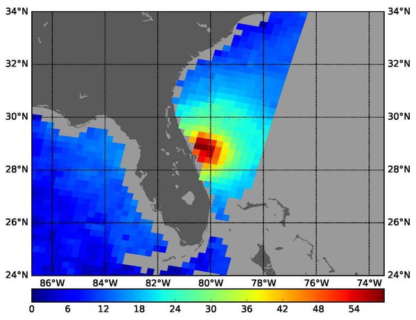 Zentrum Matthews auf der Höhe von Cape Canaveral Quelle: NASA/JPL Caltech