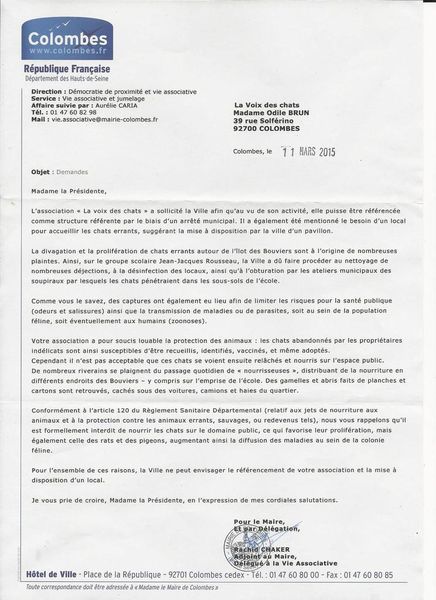 je lance un appel a temoinagne sur nos action a colombes